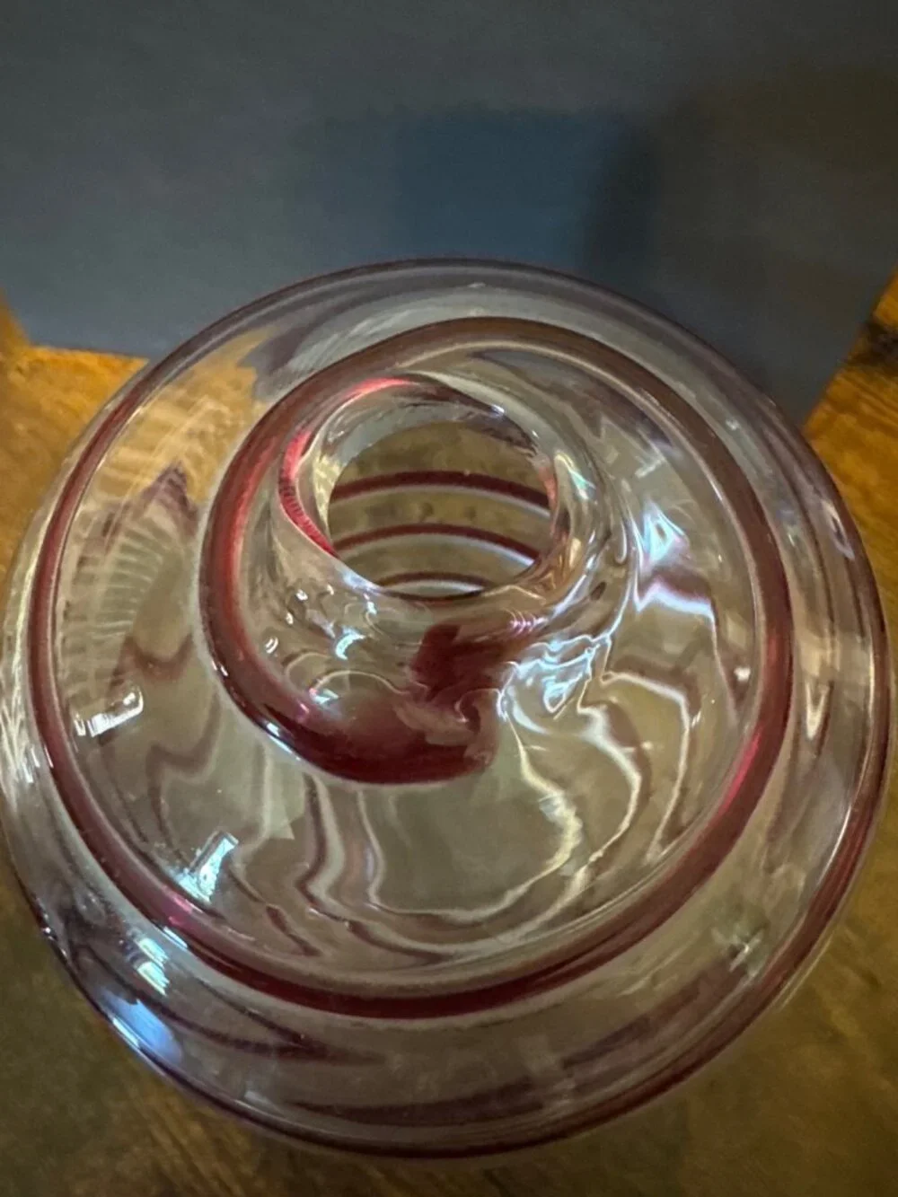 Hand Blown Glass Vase Spiral Purple Design 7